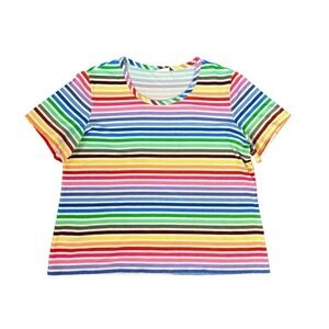 Vintage 1970s Beeline Fashions Rainbowcore Polyester T Shirt Women's Large